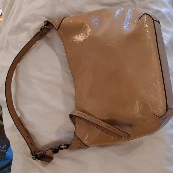 Tan shoulder bag y2k Coach Patent Leather w tags in pocket vintage - Picture 5 of 12